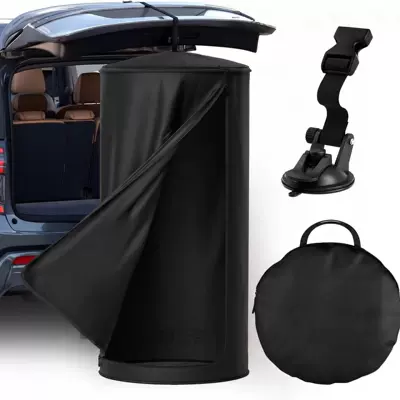 Amazon's New Portable Car-Mounted Changing Tent, Instant Pop-Up Privacy Camping Shower Tent for the Trunk (Avtomobil dam çadırları) - black-car-shower-tent-single-single