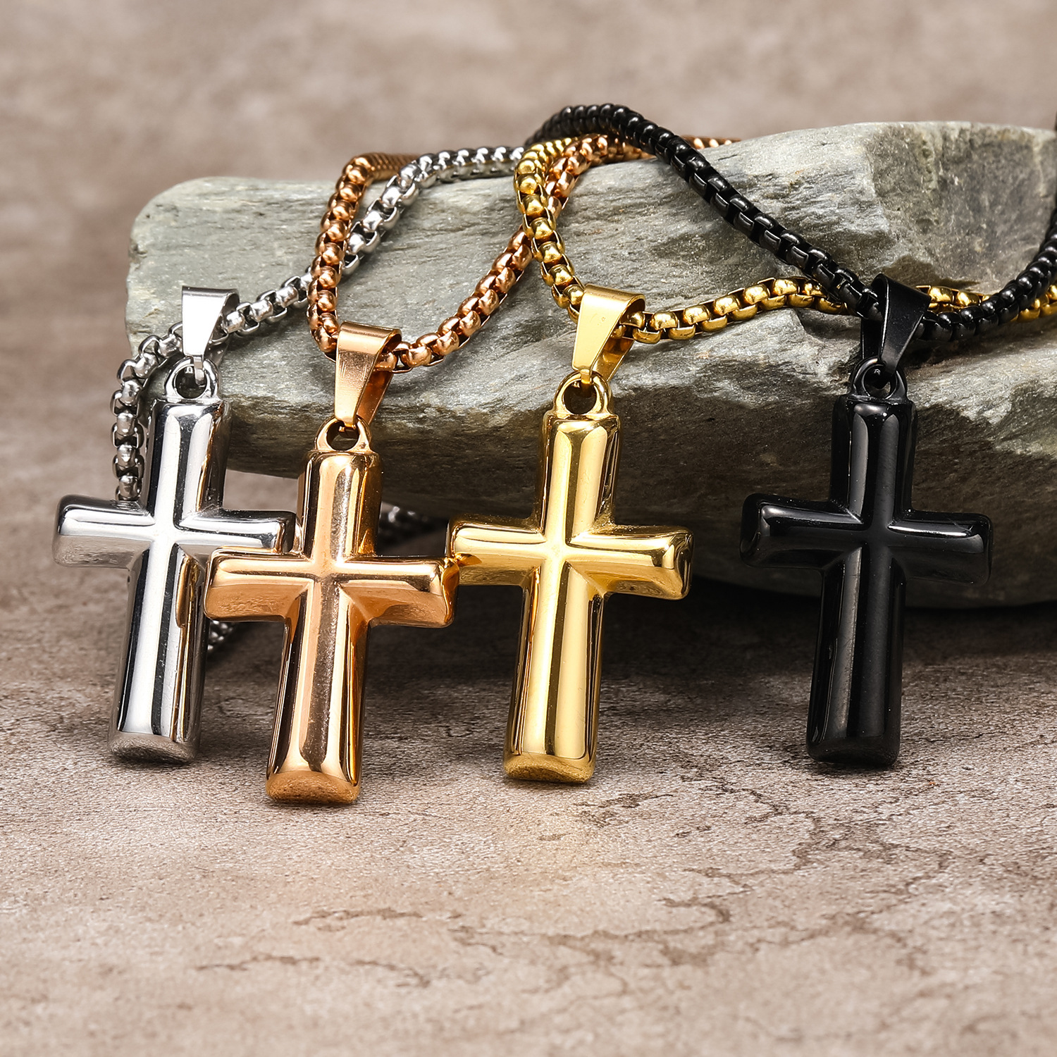 Pendant Jewelry Making Type 1 Piece 304 Stainless Steel Real Gold Plated Cross Pendant