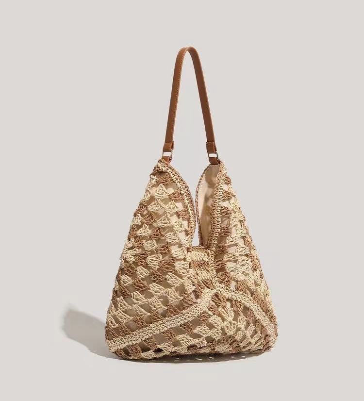 Advanced Grass Woven for Women 2024 New Large Capacity Seaside Vacation Travel Tote Hollow Single Shoulder Underarm Bag_voghion.com
