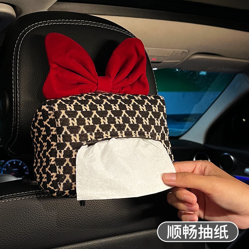 Caja de pañuelos para coche Caja de dibujo de coche creativa para mujer Caja de apoyabrazos para coche Bolsa de dibujo para colgar suministros de decoración de coche para mujer