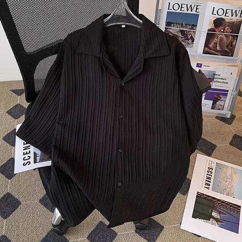 Guinea Pig Texture Collared Shirt Men's Summer New Versatile Casual T-Shirt Half Sleeve Loose Advanced Outerwear