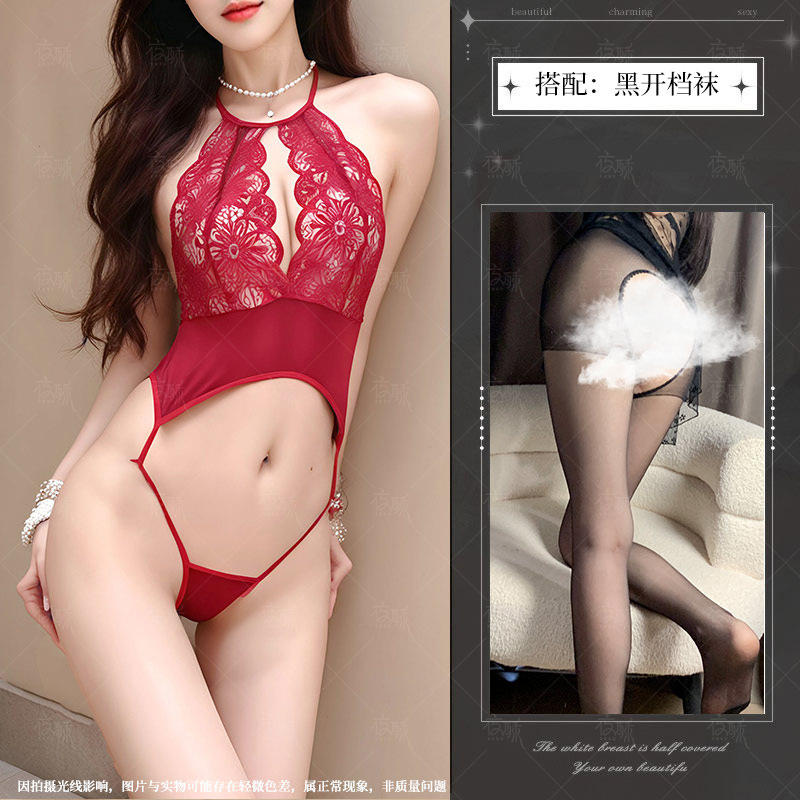 버건디 + 블랙 가랑이 없는 양말