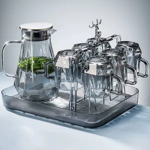 Ash [1 pot + 6 cups + cup holder + tray] Default silver cover