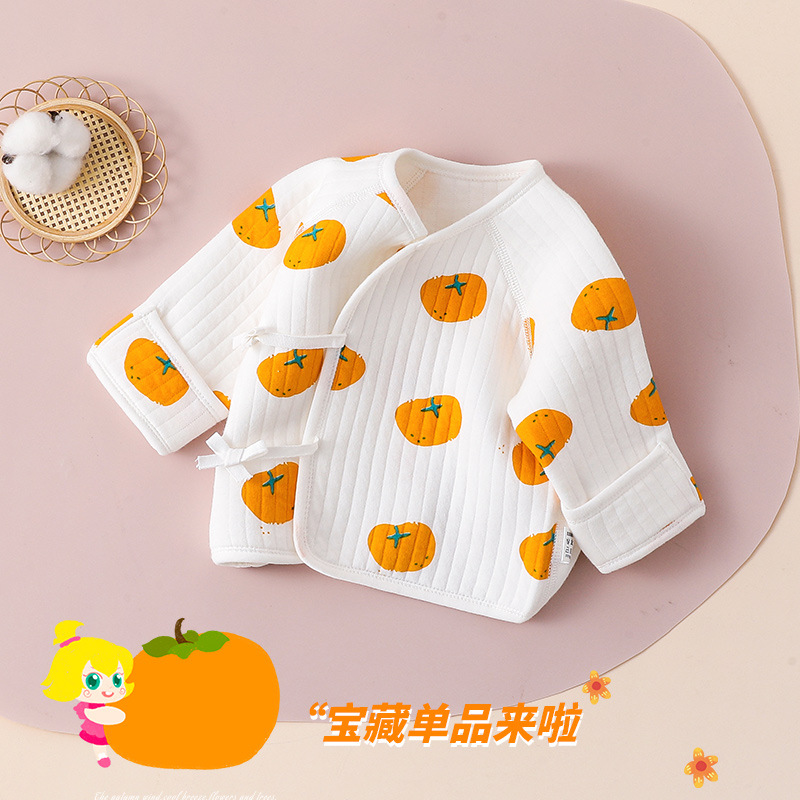 新生儿夹棉半背衣初生儿宝宝和尚服初生婴儿A类衣服春秋保暖上衣