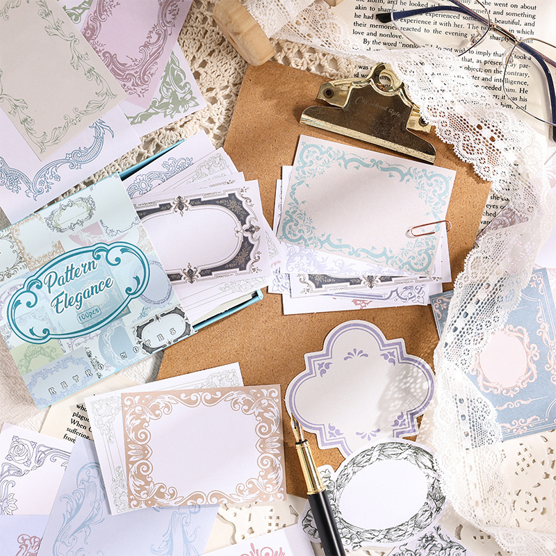 Nostalgic note material no adhesivo caja de cubierta de papel diy cuaderno diario decoración material de base puede escribir papel de notas