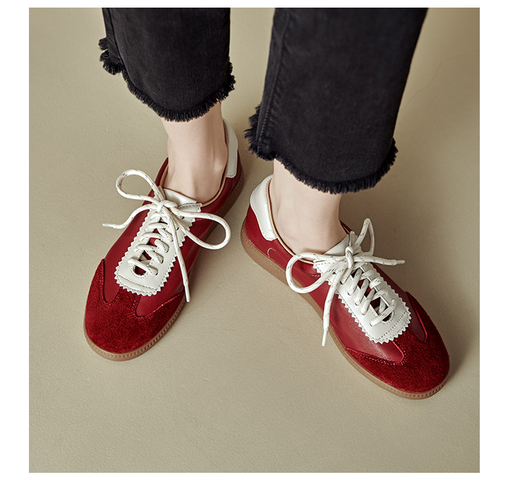 Giày sneaker nữ phối màu dây buộc đế phẳng phong cách thể thao — màu nâu chi tiết 13