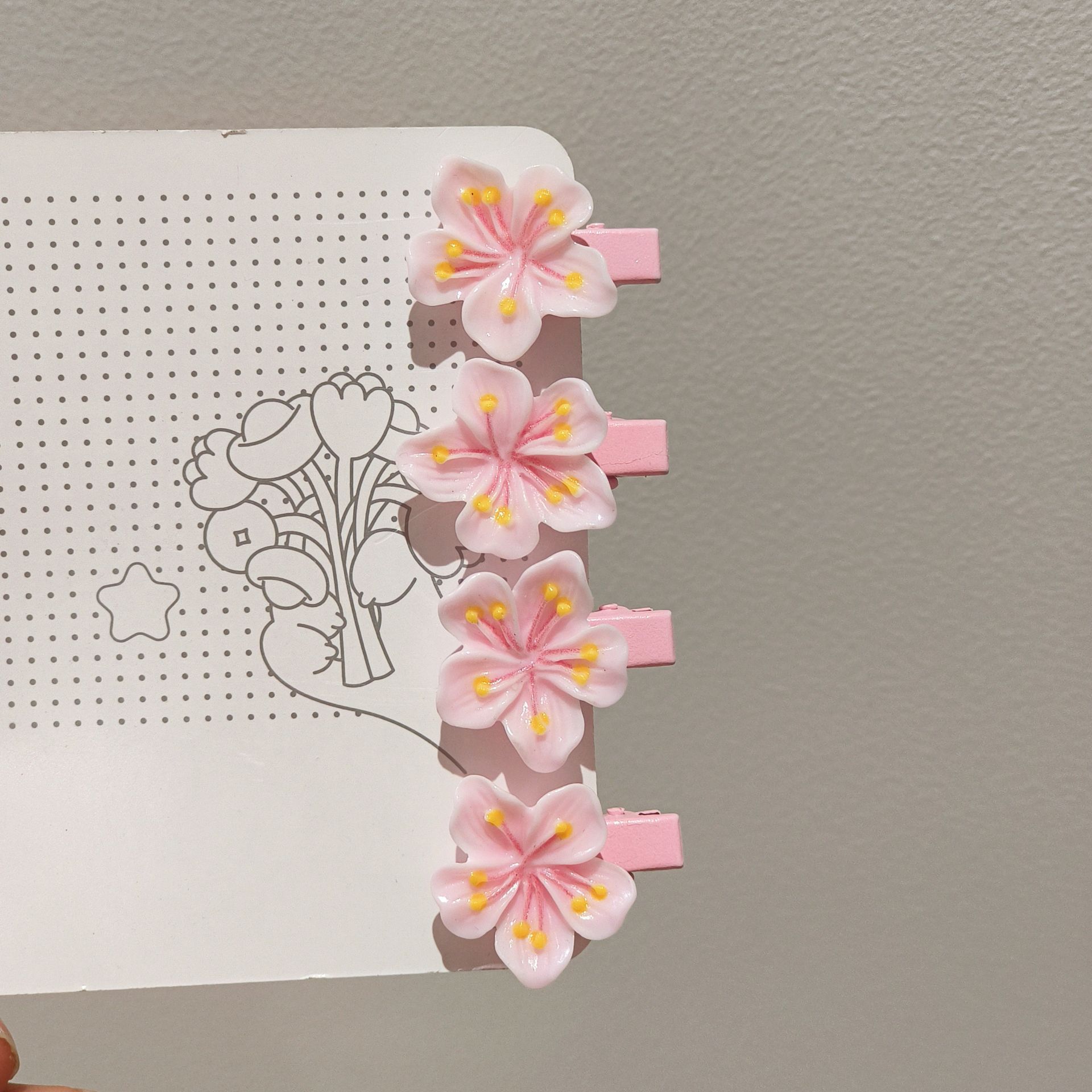 Pink Small Cherry Blossom Hairpin Side Clip Women's Side Ponytail Small Hair Clip Hair Accessories Cute Bangs Duckbill Clip Hairpin