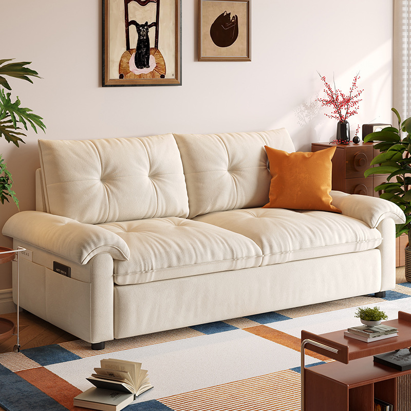 2025 New Sofa Bed Small Apartment Living Room Multi-Functional Dual-Purpose Long-Term Sleeping Foldable Single and Double Simple and Modern