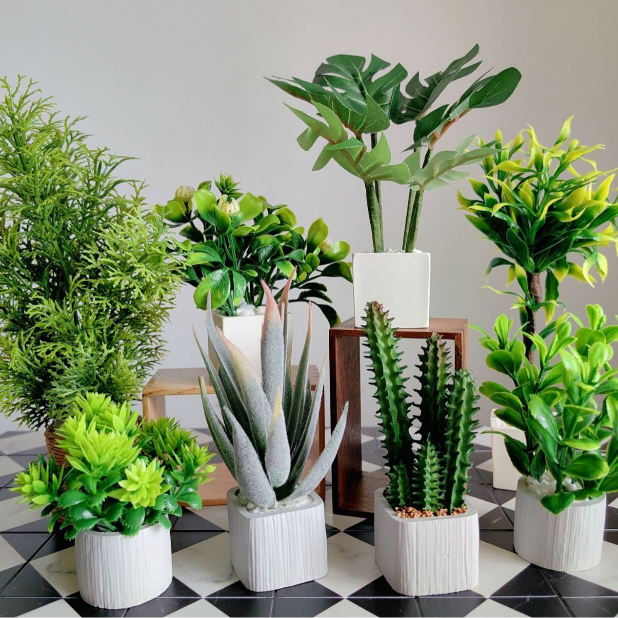 Accessories for ob11 dollhouse, 6-inch Blythe miniature cement pot, plant pot, green plant Monstera deliciosa, scene decoration