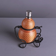 手工瓷胎葫芦保温杯保温壶不锈钢内胆便携竹编茶具热水壶酒葫芦