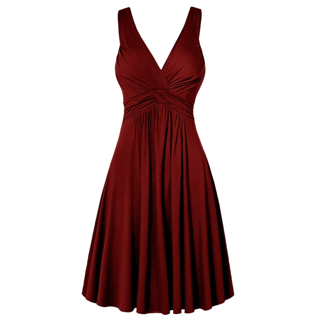 Women's Sheath Dress Elegant V Neck Patchwork Sleeveless Solid Color Midi Dress Date display picture 12