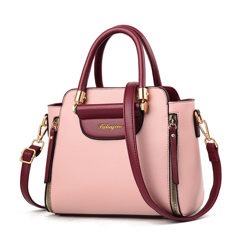 New Color-blocked High-Elastic Material Large Capacity Shoulder Bag Cross-border Quality European and American Style Women's Handbag Dropshipping One Piece