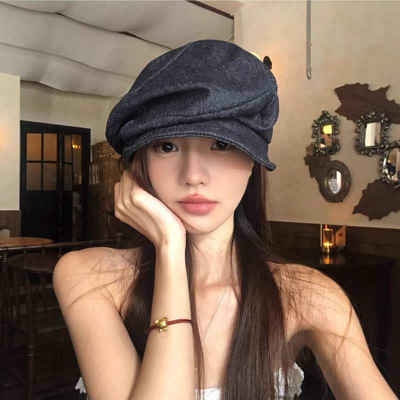 日系复古棉麻贝雷帽女夏季透气大头围显脸小遮阳防晒八角画家帽子|undefined