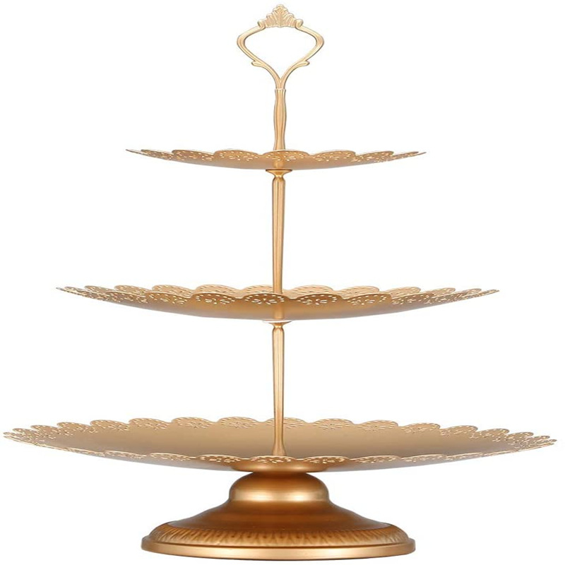 Oro hierro postre Mesa decoración soporte de exhibición bandeja de la torta Europea tarde té merienda soporte comida fría té romper la Mesa