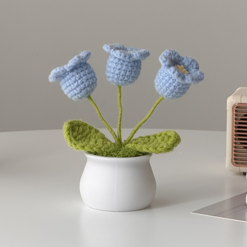 Regalos de día al por mayor girasoles para chicas, ramo de lana tejida a mano, adornos de mesa pequeños