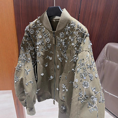 OUM欧美风韩版潮宽松刺绣老谬棒球服夹克外套女内里夹棉2025