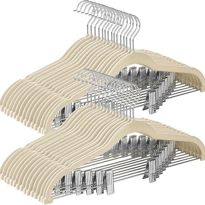 Adultos percha de ropa flocado percha de pantalones con clips tiendas de ropa antideslizante percha de plástico percha de ropa sin huellas percha de ropa al por mayor