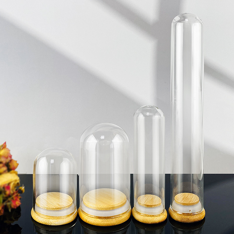 Flores secas cubierta de cristal de flores inmortales DIY mano caja ciega muñeca exhibición cubierta de antigüedad brazalete cubierta de bambú sellado cubierta de polvo