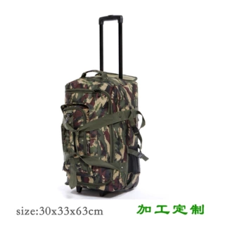 OEM/ODM定制25寸迷彩拉杆背包 战术拖轮包 户外行山登山迷彩背包