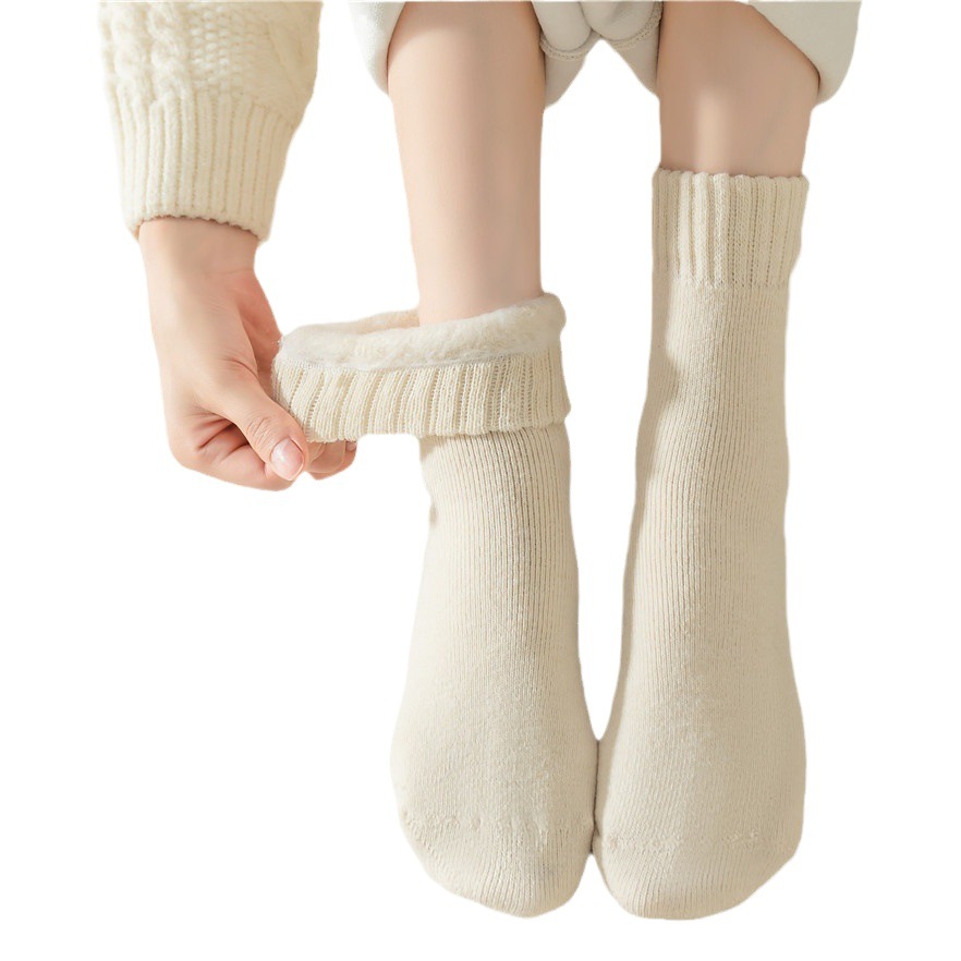 保温靴下の子供の秋冬タイプの中筒靴下にベルベットの厚い雪の長い筒月子靴下の床の超厚いストッキング