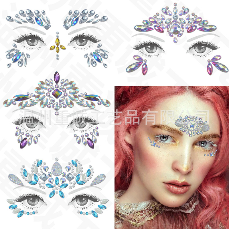 Amazon Music Festival Tattoo Stickers Party Makeup Face Stickers European and American Personalized Rhinestone Dance Party Beauty Diamond Stickers Amazon Music Festival Tattoo Stickers Party Makeup Face Stickers European and American Personalized Rhinestone Dance Party Beauty Diamond Stickers