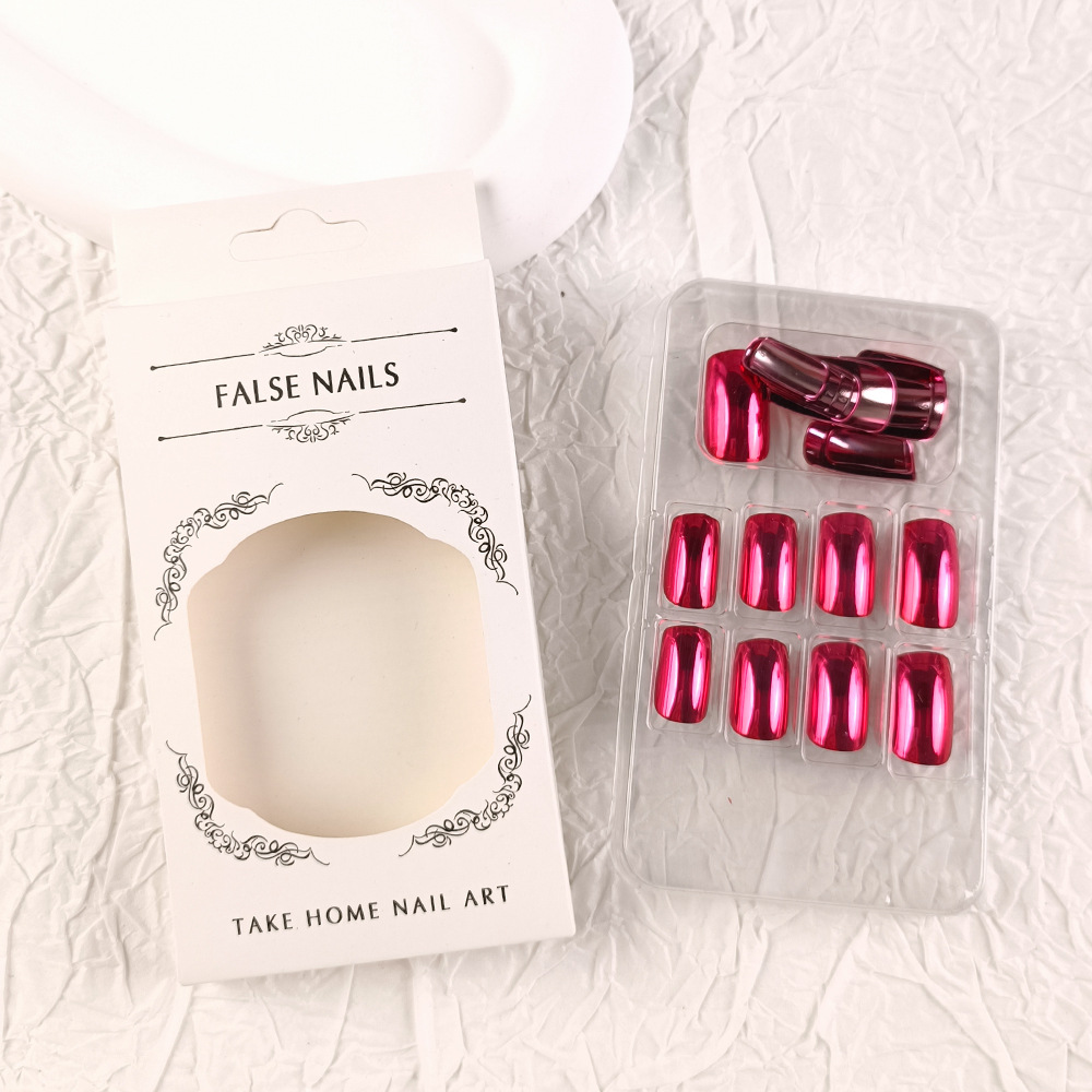Ventas transfronterizas de uñas galvanizadas inswind simple espejo uñas falsas al por mayor metales de alto nivel de sentido de usar uñas