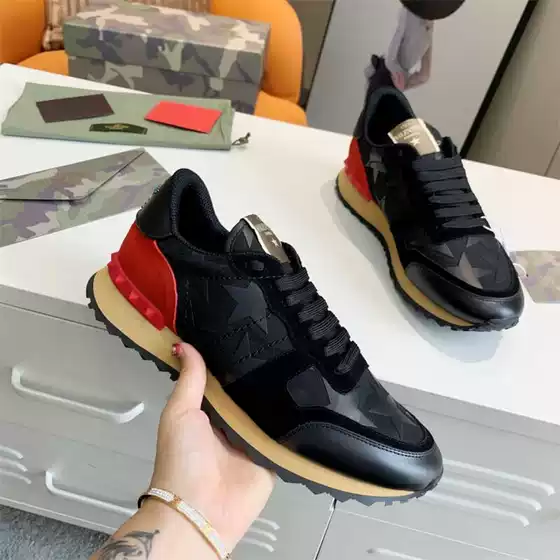 Summer V Family Valentine Camouflage Rivets Men's Shoes Low-top White Shoes Canvas VT Sports Lace-up Casual Trendy Shoes
