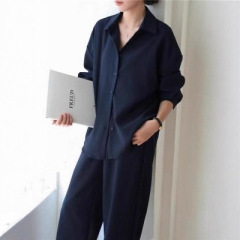老钱风含麻衬衫套装女2025秋装新款垂感阔腿裤气质宽松外套A6271