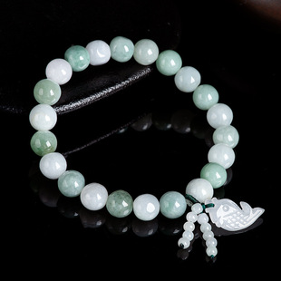 Natural Burmese A-Grade Jadeite as Fish That Has Fish Every Year, Glutinous Jade, Men's and Women's Bracelets and Jade
