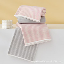 新款条纹纱布双层毛圈全棉毛巾加厚柔软吸水不掉毛日系商超洗面巾