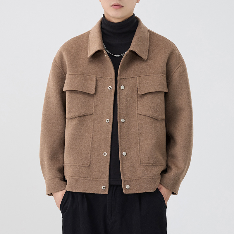 2025 invierno nuevo chaqueta de lana de doble cara chaqueta de moda para hombres chaqueta casual suelta sin