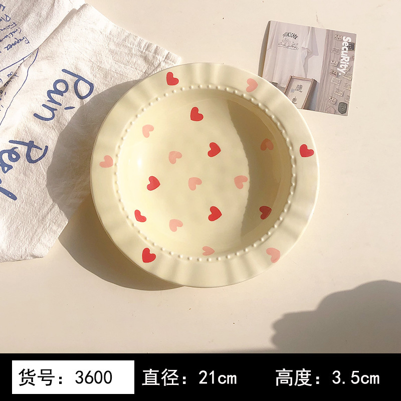 8英寸浅黄色釉下彩植物花卉图案北欧风格汤盘陶瓷餐具 8英寸汤B&|undefined