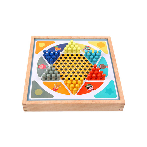 Wooden children's educational flying chess checkers multi-functional backgammon adventure game chess toys board game customization