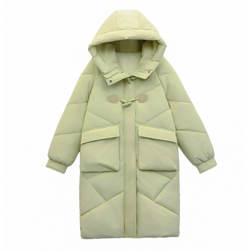 Invierno de corno de buey grueso largo plumón de algodón mujer sobre la rodilla super grueso coreano suelto chaqueta de algodón image 5