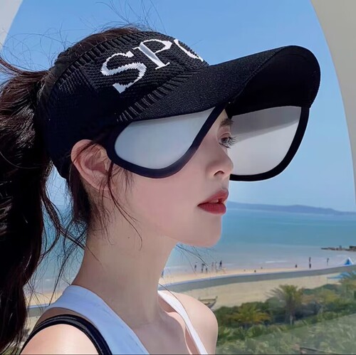 Women's Summer Korean Style Empty Cap Flyknit Breathable Stretchable Brim Sun Hat Travel Sun Hat