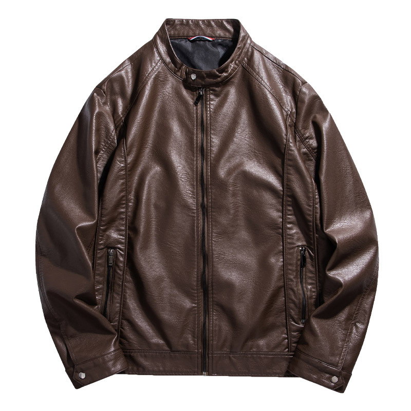 Men's Clothing stand collar leather jacket men's coat autumn new simple PU leather jacket short top_voghion.com