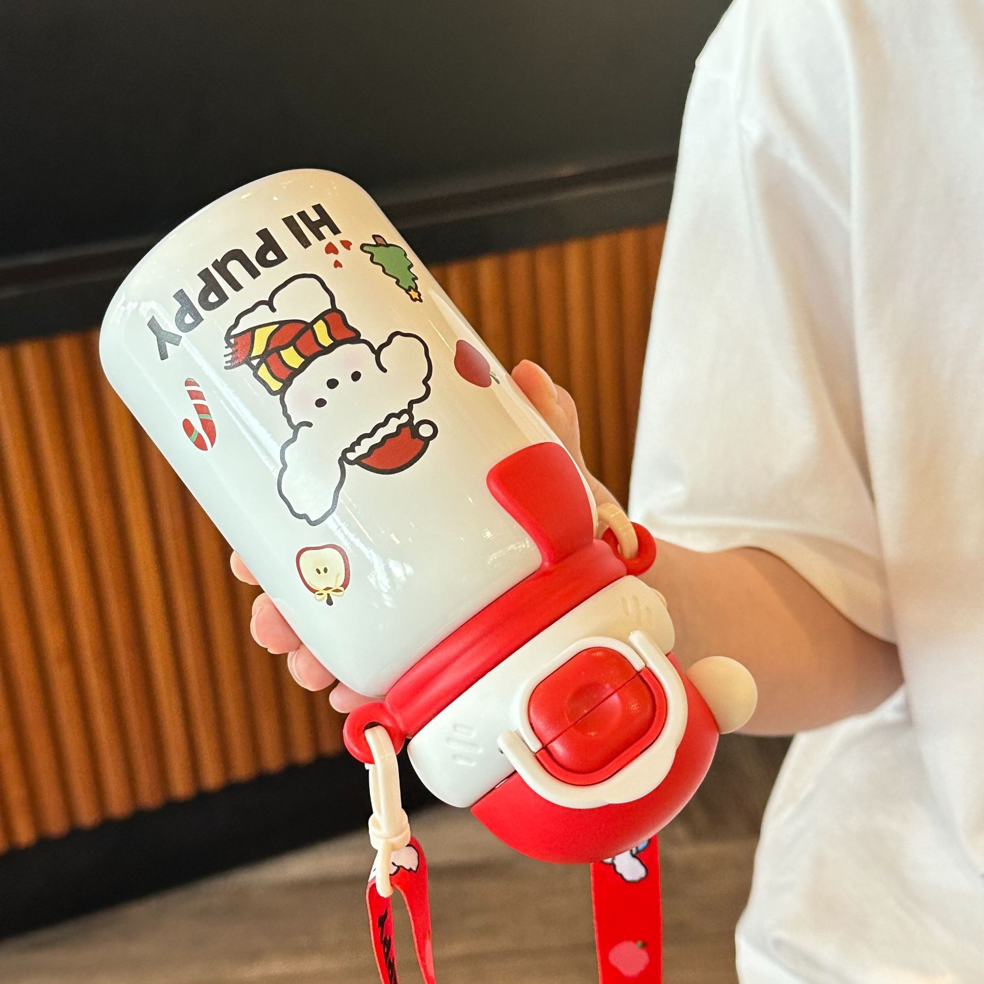 316 taza de acero inoxidable de gran capacidad de navidad taza de agua de estómago doble bebida paja de niños rojo en línea alto valor facial