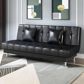 公寓客厅北欧油蜡PU皮革出租房三人小户型理发店可折叠两用沙发床