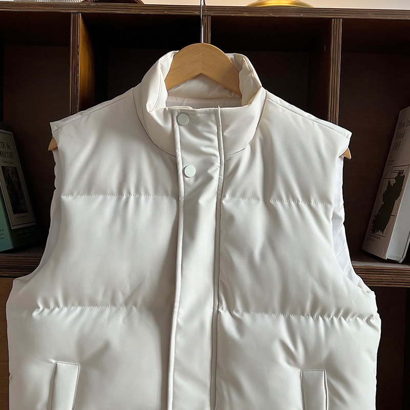 Otoño y invierno pareja chaleco de color sólido marca de moda coreana engrosada calentamiento hombre chaleco de hombro grande hombre chaleco image 4