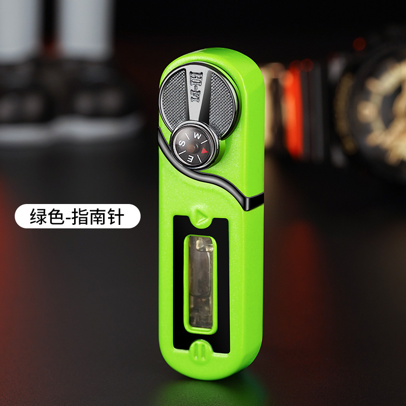 JW201防风直冲摇臂充气打火机指南针透明气仓打火机批发独立包装|undefined
