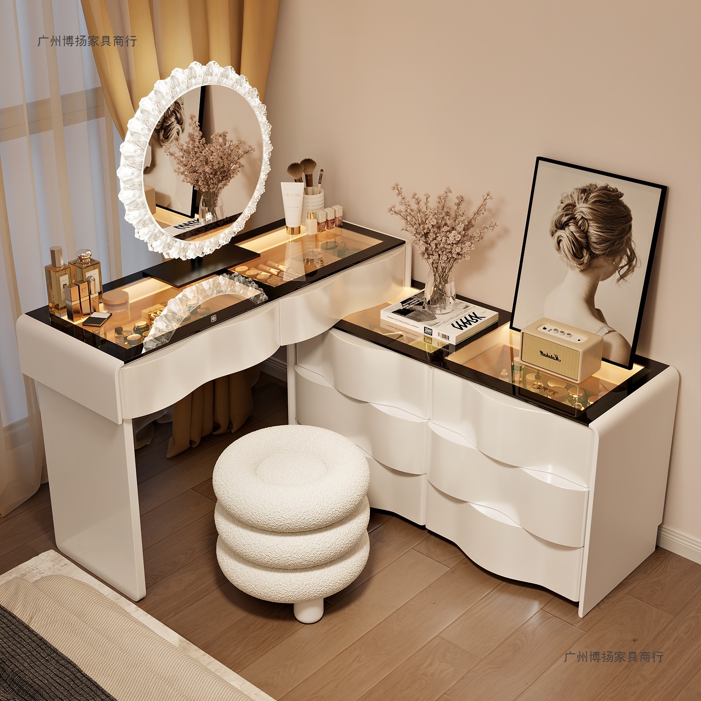 Solid Wood Dressing Table with Light 2025 New Master Bedroom High-End Dressing Table Simple Modern Small Apartment Bedroom Dressing Table