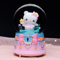 魔法凯蒂猫水晶球音乐盒创意可爱送公主女生生日礼物发光摆件批发
