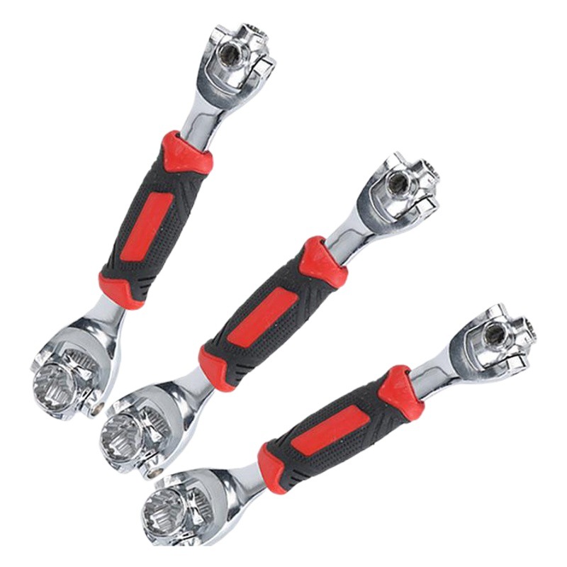 Fabricante en stock mango de plástico llave de ocho en uno llave ajustable de zócalo multifuncional 48 en uno llave de 360 grados de ocho en uno