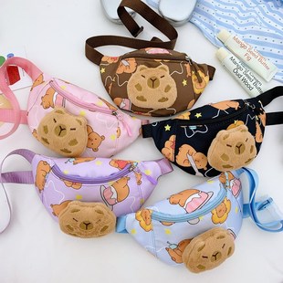 Kapibala Kidsren's Waist Bag Nylon Lightweight Casual Cartoon Chest Bag Boys and Girls Travel Portable Coin Shoulder Bag