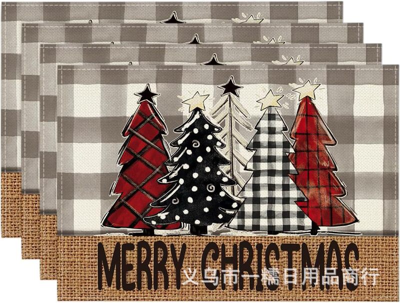クロスボーダー爆発クリスマス雪だるま食事マット雪格子テーブルマットクリスマスパーティー装飾断熱マット祝日装飾|undefined