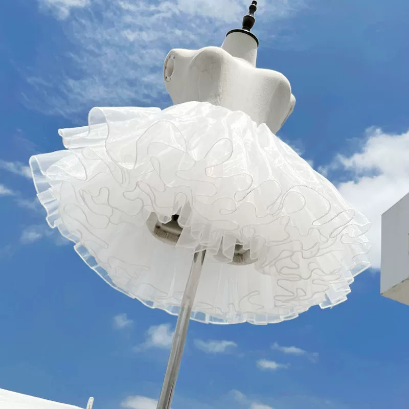 Четырехслойная юбка-петтикоат Lolita, мягкий ворот без косточек Marshmallow Cloud, белый 35–50 см