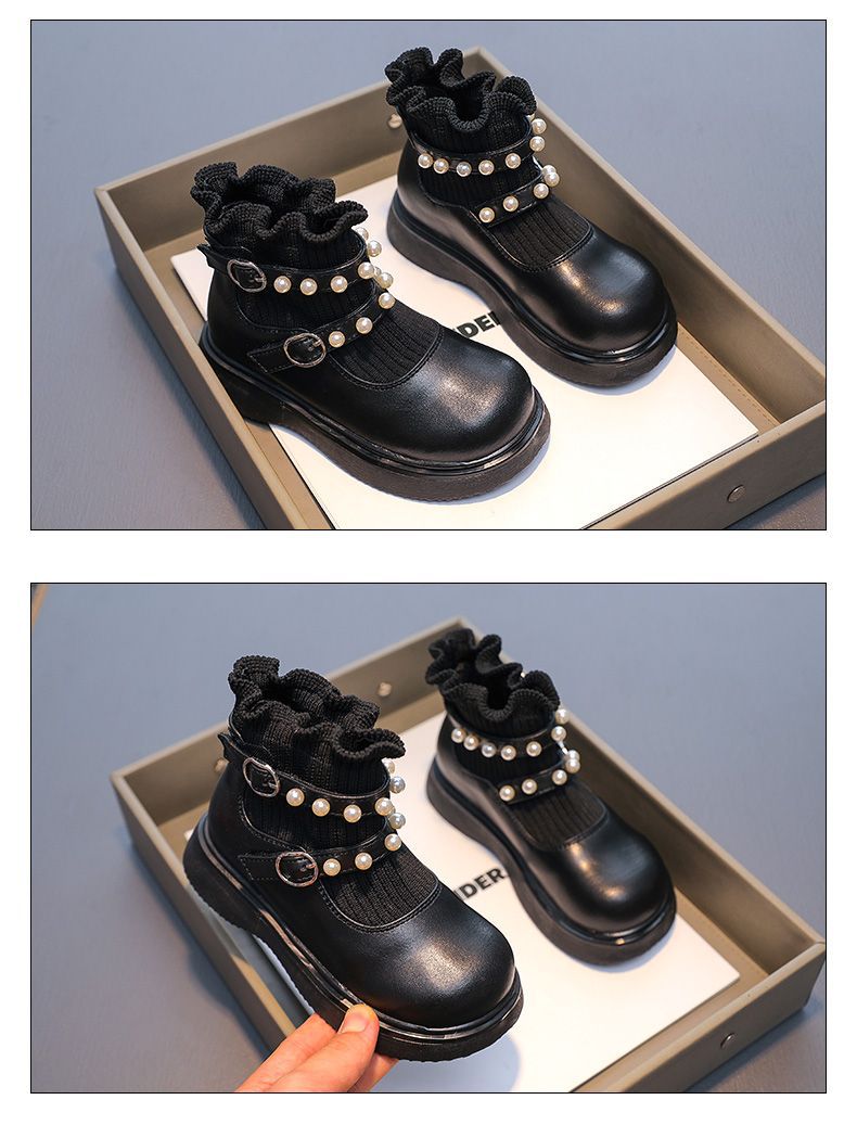 Kinder-Martin-Stiefel, Mädchen-Kurzstiefel, Herbst-/Winterkollektion 2025, neue Stiefel, kurze Babysockenstiefel, einzelne Stiefel, zwei Baumwollschuhe, Fleece_voghion.com