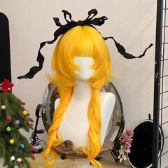 拾山假发女lolita水母头法式黄色夜航星洛丽塔长卷发罗马卷全头套