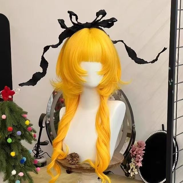 拾山假发女lolita水母头法式黄色夜航星洛丽塔长卷发罗马卷全头套|undefined