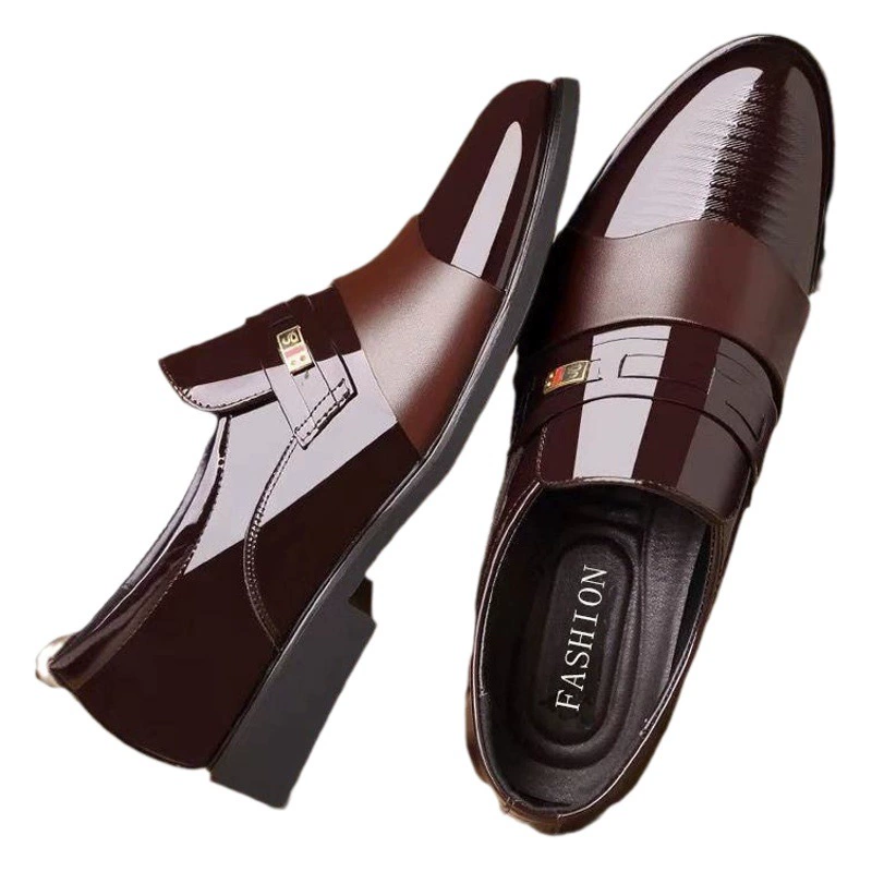 Мужская кожаная обувь осени 2021 года, деловая официальная обувь, повседневная кожаная обувь без шнуровки в британском Корейском стиле, Молодежная модная кожаная обувь